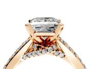 Solitaire Engagement Ring Setting for Princess Cut Center with Crossover Accents and Prong Head in Rose Gold