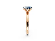 Solitaire Engagement Ring Setting for Fancy Blue Oval Center with Thin Rounded Plain Band and Prong Head in Rose Gold