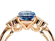 Cluster Engagement Ring Setting for Fancy Blue Radiant Cut Center with Bezel Accent Clusters and Prong Head in Rose Gold