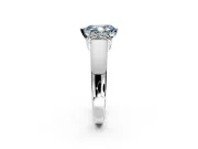 Solitaire Engagement Ring Setting for Fancy Blue Pear-Shaped Center with Wide Band, Pave Collar and Prong Head in Platinum