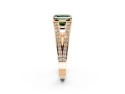 Split Shank Engagement Ring Setting for Fancy Green Asscher Cut Center with Pave Split Shank and Prong Head in Rose Gold