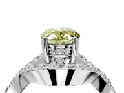 Halo Engagement Ring Setting for Fancy Yellow Oval Center with Pave Infinity Twist Band and Prong Head in Platinum