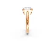 Halo Engagement Ring Setting for Asscher Cut Center with Tapered Plain Band and Prong Head in Rose Gold