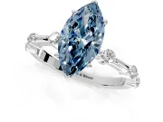 Solitaire Engagement Ring Setting for Fancy Blue Marquise Center with Bezel Station Band and Prong Head in Platinum