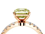 Open Basket Engagement Ring Setting for Fancy Yellow Asscher Cut Center with Pave Band and Prong Head in Rose Gold