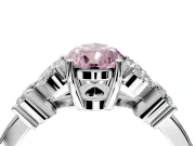 Floral Engagement Ring Setting for Fancy Pink Pear-Shaped Center with Marquise Cluster Shoulders and Prong Head in Platinum