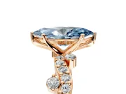 Solitaire Engagement Ring Setting for Fancy Blue Marquise Center with Bar-Station Pave Twist and Prong Head in Rose Gold