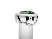 Solitaire Engagement Ring Setting for Fancy Green Heart-Shaped Center with Wide Band and Bezel Head in Sterling Silver