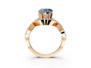 Halo Engagement Ring Setting for Fancy Blue Heart-Shaped Center with Pave Infinity Twist Band and Prong Head in Rose Gold