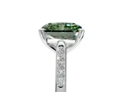 Solitaire Engagement Ring Setting for Fancy Green Radiant Cut Center with Channel Accents and Prong Head in Platinum