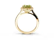Milgrain Floral Halo Engagement Ring Setting for Fancy Yellow Asscher Cut Center with Pave Band and Prong Head in Yellow Gold