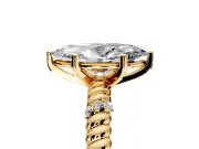 Rope Engagement Ring Setting for Marquise Center with Accent Shoulders and Prong Head in Yellow Gold