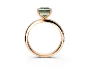 Solitaire Engagement Ring Setting for Fancy Green Princess Cut Center with Fine Pave Band and Prong Head in Rose Gold