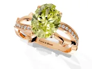 Solitaire Engagement Ring Setting for Fancy Yellow Oval Center with Pave and Plain Crossover Band and Prong Head in Rose Gold
