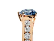 Solitaire Engagement Ring Setting for Fancy Blue Heart-Shaped Center with Cathedral Channel Band and Prong Head in Rose Gold