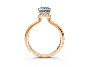 Hidden Halo Engagement Ring Setting for Fancy Blue Princess Cut Center with Plain Rounded Band and Prong Head in Rose Gold