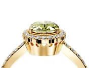 Halo Engagement Ring Setting for Fancy Yellow Oval Center with Inner Milgrain Border and Prong Head in Yellow Gold