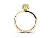 Hidden Halo Engagement Ring Setting for Fancy Yellow Cushion Cut Center with Plain Band and Tall Prong Head in Yellow Gold