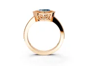 Halo Engagement Ring Setting for Fancy Blue Heart-Shaped Center with Milgrain Halo, Pave Band and Prong Head in Rose Gold