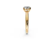 Solitaire Engagement Ring Setting for Round Cut Center with Reverse Tapered Band and Prong Head in Yellow Gold