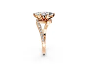 Solitaire Engagement Ring Setting for Marquise Center with Pave Bypass Swirl Band and Prong Head in Rose Gold