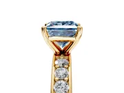 Solitaire Engagement Ring Setting for Fancy Blue Princess Cut Center with Channel-Set Accents and Prong Head in Yellow Gold