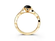 Solitaire Engagement Ring Setting for Fancy Black Pear-Shaped Center with Twisted Pave Split Shank and Prong Head in Yellow Gold
