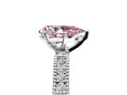 Solitaire Engagement Ring Setting for Fancy Pink Pear-Shaped Center with Milgrain-Edged Pave Band and Prong Head in Sterling Silver