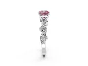 Solitaire Engagement Ring Setting for Fancy Pink Cushion Cut Center with Bar-Station Pave Twist and Prong Head in Sterling Silver