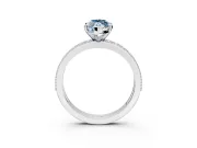 Milgrain Pave Engagement Ring Setting for Fancy Blue Marquise Center with Accent Band and Prong Head in Sterling Silver