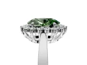 Starburst Halo Engagement Ring Setting for Fancy Green Oval Center with Flat Cathedral Band and Prong Head in Platinum
