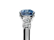5 Stone Engagement Ring Setting for Fancy Blue Cushion Cut Center with Equal Close-Set Accents and Prong Head in Sterling Silver