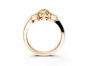 Cluster Engagement Ring Setting for Fancy Yellow Pear-Shaped Center with Milgrain Shoulder Clusters and Prong Head in Rose Gold
