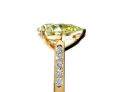 Solitaire Engagement Ring Setting for Fancy Yellow Pear-Shaped Center with Channel Accents and Prong Head in Yellow Gold