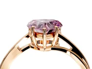 Solitaire Engagement Ring Setting for Fancy Pink Heart-Shaped Center with Plain Bypass Twist Band and Prong Head in Rose Gold