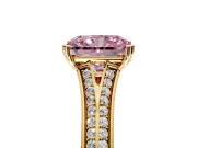 Solitaire Engagement Ring Setting for Fancy Pink Radiant Cut Center with Pave Rail Split Shank and Prong Head in Yellow Gold
