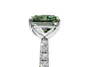 Solitaire Engagement Ring Setting for Fancy Green Radiant Cut Center with Micro Pave Band and Prong Head in White Gold