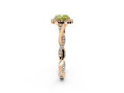 Halo Engagement Ring Setting for Fancy Yellow Cushion Cut Center with Twist Band and Prong Head in Rose Gold