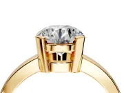 Solitaire Engagement Ring Setting for Round Cut Center with Plain Band and Flat Tab Prong Head in Yellow Gold