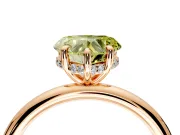 Hidden Halo Engagement Ring Setting for Fancy Yellow Heart-Shaped Center with Thin Rounded Band and Prong Head in Rose Gold