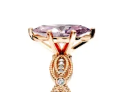 Solitaire Engagement Ring Setting for Fancy Pink Marquise Center with Marquise Panel Band and Prong Head in Rose Gold
