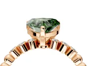 Solitaire Engagement Ring Setting for Fancy Green Heart-Shaped Center with Bezel-Dot Beaded Band and Prong Head in Rose Gold