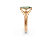 Solitaire Engagement Ring Setting for Fancy Green Marquise Center with Milgrain Cathedral Band and Prong Head in Rose Gold