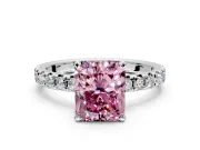 Solitaire Engagement Ring Setting for Fancy Pink Radiant Cut Center with Large Accents and Prong Head in Platinum
