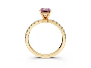 Open Basket Engagement Ring Setting for Fancy Pink Emerald Cut Center with Pave Band and Prong Head in Yellow Gold