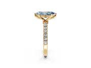 Open Basket Engagement Ring Setting for Fancy Blue Marquise Center with Pave Band and Prong Head in Yellow Gold