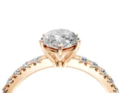 Solitaire Engagement Ring Setting for Marquise Center with Large Accent Band and Prong Head in Rose Gold