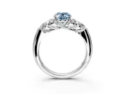 Cluster Engagement Ring Setting for Fancy Blue Oval Center with Round Cut Accent Frame and Prong Head in White Gold