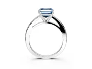 Solitaire Engagement Ring Setting for Fancy Blue Asscher Cut Center with Flat-Sided Plain Band and Prong Head in Sterling Silver