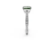 Solitaire Engagement Ring Setting for Fancy Green Princess Cut Center with Channel-Set Accent Band and Prong Head in Platinum